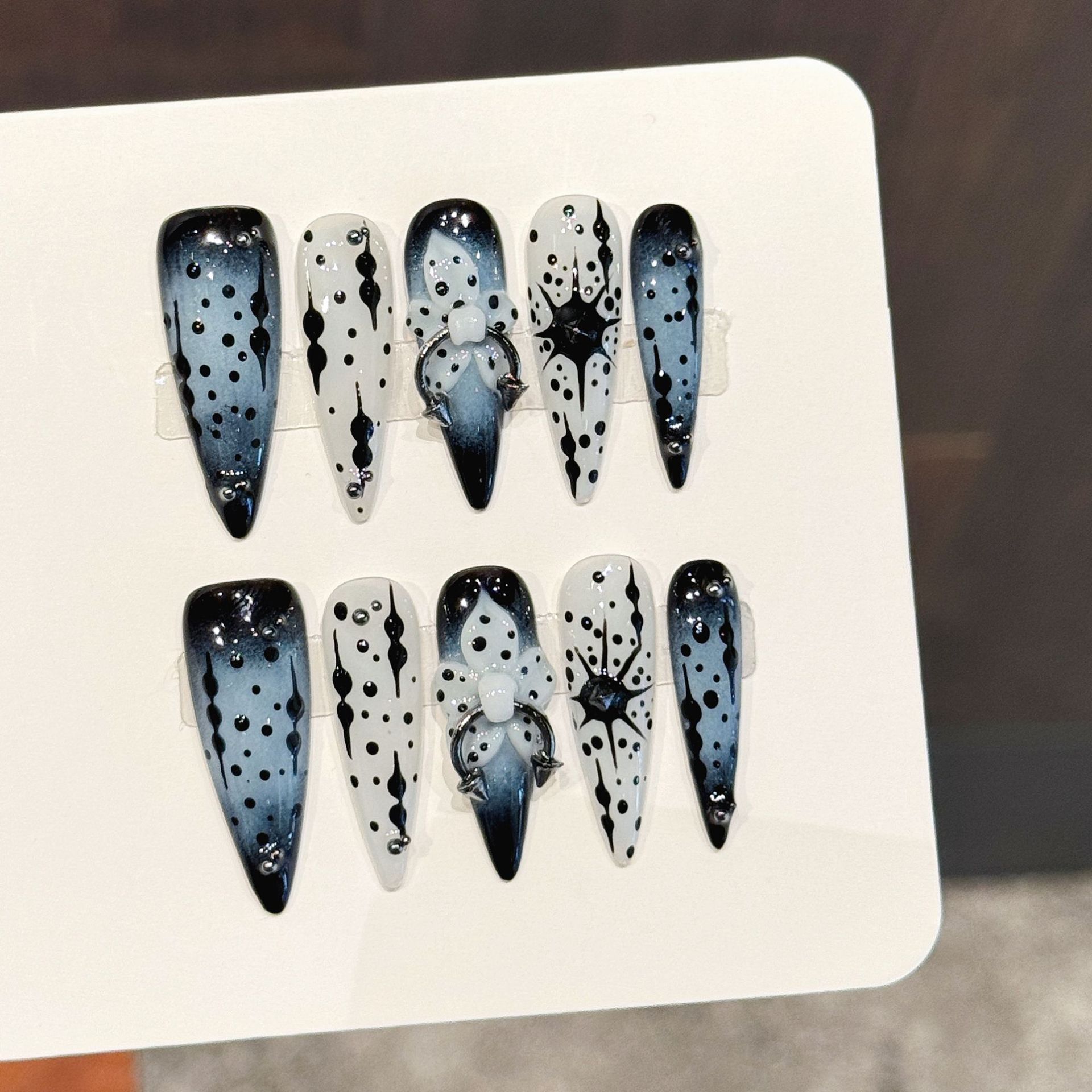 Pressed Flower Art - 10 pièces dégradé encre bleu fait