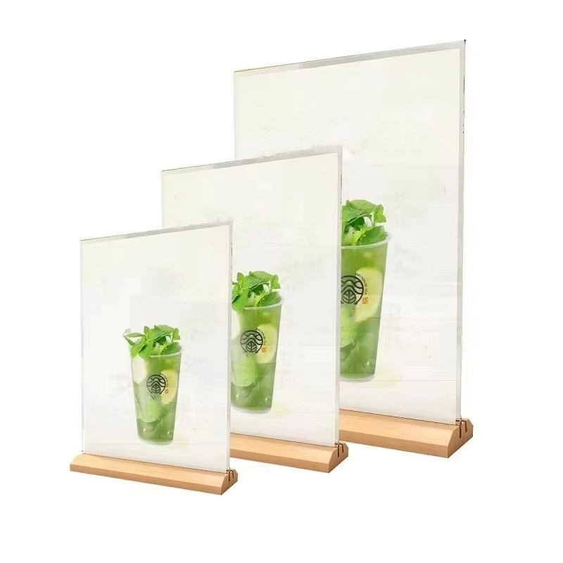 Présentoir de menu en acryliqu - Engraved Wood Frame avis et prix