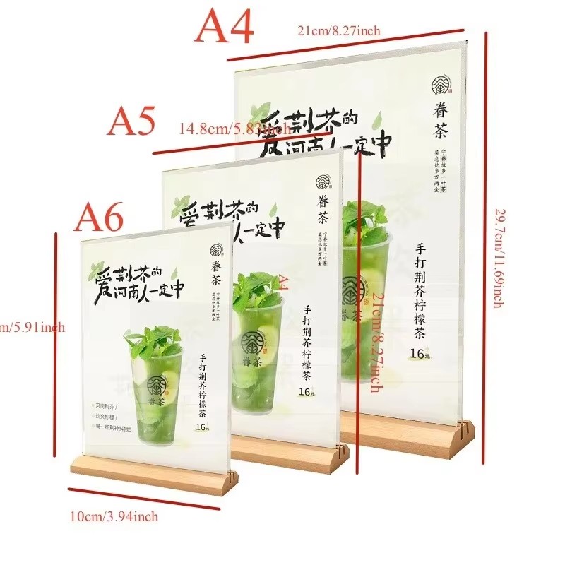 Présentoir de menu en acryliqu - Engraved Wood Frame avis et prix